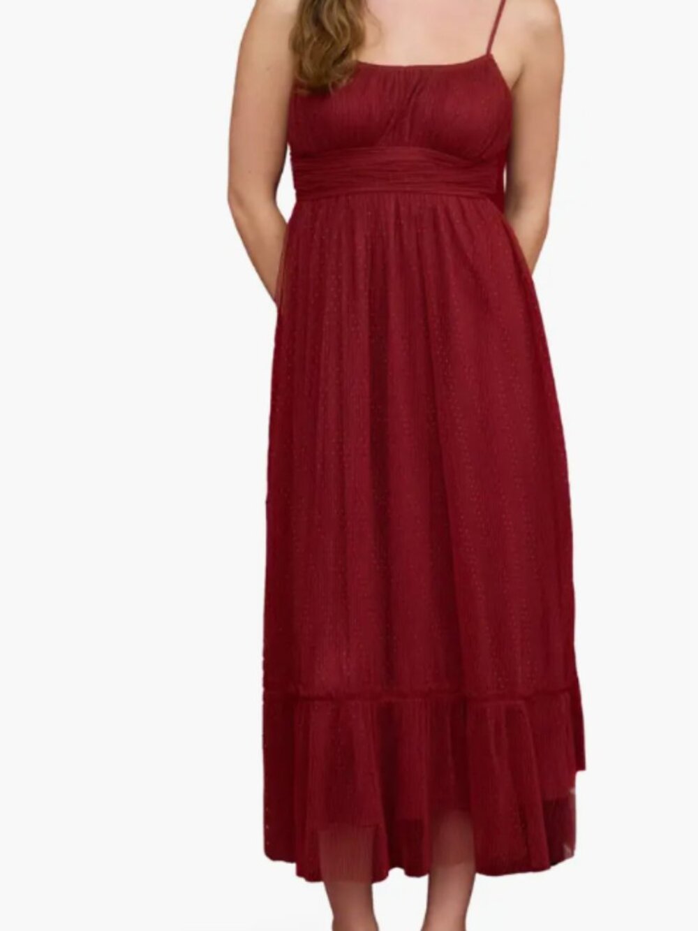 NWT M Blu Pepper Empire Waist Mesh Midi Dress